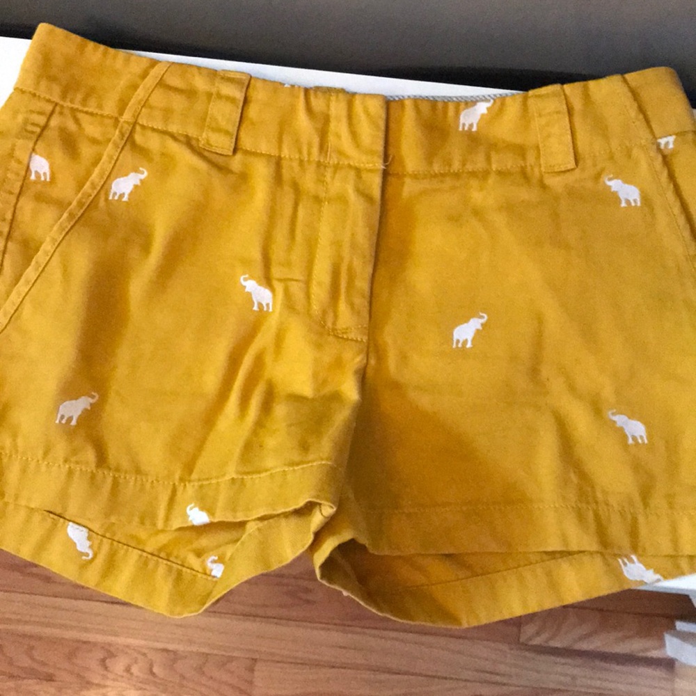 J. Crew chino shirt size 4 yellow with elephants